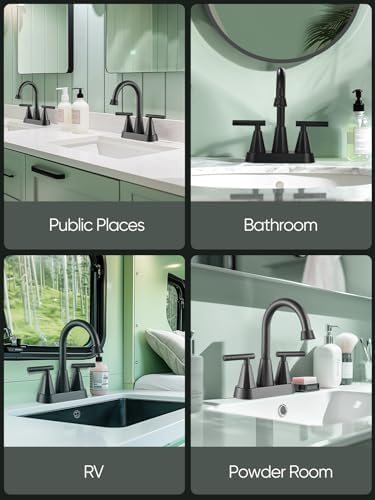Cobbe Matte Black Bathroom Faucets, Centerset Bathroom Sink Faucet, 2 Pack - Image 6