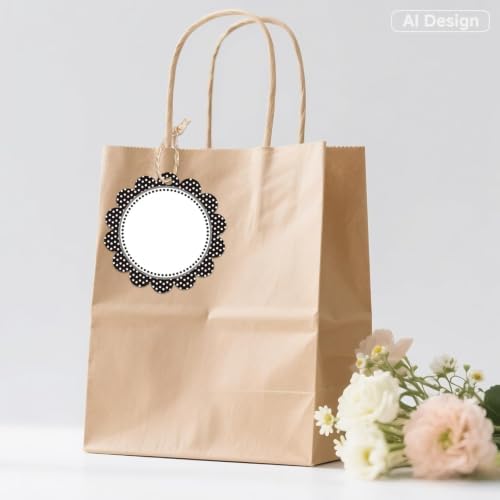 G2PLUS Gift Tags with String-50PCS Round Scalloped Paper Tags 2.5inches Large Blank Hanging Labels Craft Tag Black White Polka Dots Flower Edge Gift Wrap Hangtag for Wedding, Halloween Party Favors - Image 6