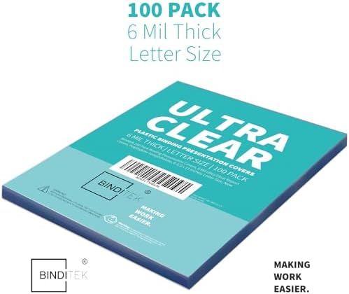 Binditek 6 Mil PET Binding Covers, 8.5 x 11 Inches, Ultra Clear, 100 Pack - Image 2
