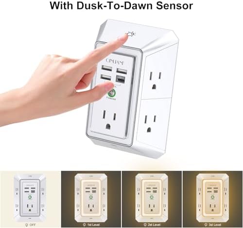 Wall Charger, Surge Protector, QINLIANF 5 Outlet Extender with 4 USB Ports - Image 4