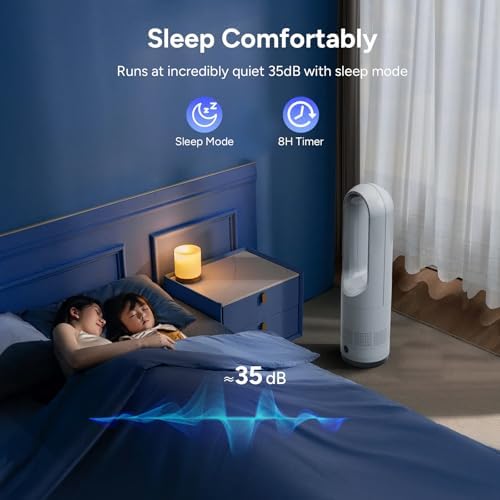 Bladeless Fan,22Inch Cooling Tower Fan 80° Oscillating with Remote, 9H Timer, 8 Speeds, Portable Quiet Cooling Fan for Indoor, Bedroom, Home Office Room - Image 4