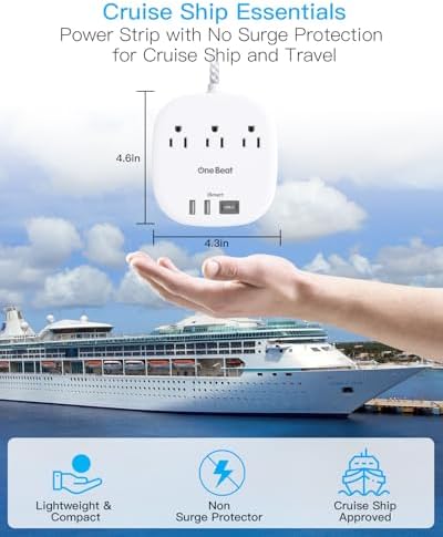 One Beat Power Strip with USB C, 3 Outlets 4 USB Ports (3.1A),6ft - Image 3
