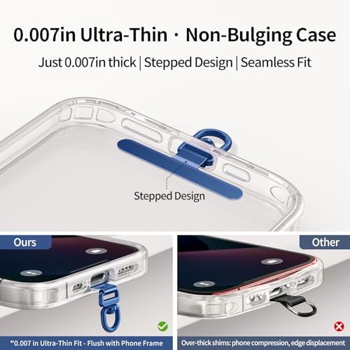 saxsion Phone Tether Tab & Lanyard Tab, 360° Swivel Clip - Ultra Thin Stainless Steel Universal Patch for All Phone Cases - Image 3