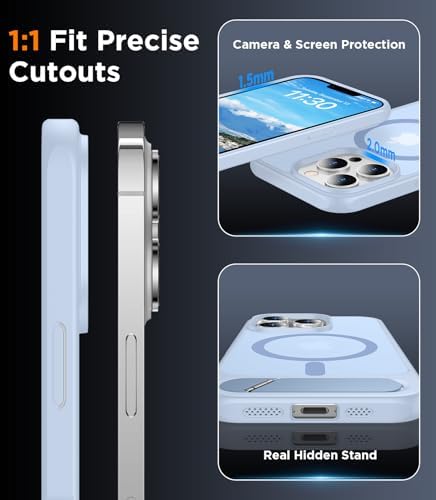 Temdan Magnetic Compatible with iPhone 13 Pro Max Case, [Built-in Invisible Kickstand][Compatible with MagSafe] [Military Grade Shockproof] Slim Translucent Matte Phone Case for iPhone 13 Pro Max 6.7" - Image 6