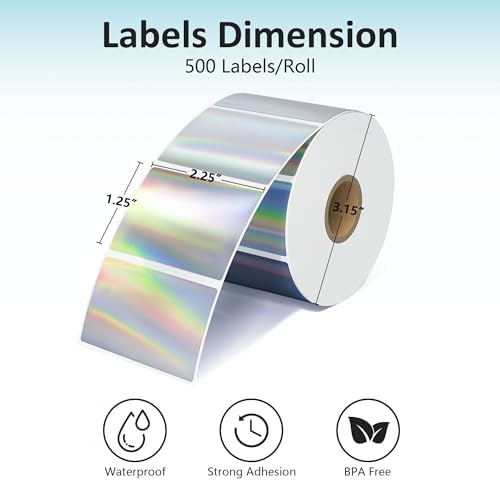 JOYIT 2.25"x1.25" Holographic Thermal Labels, 500pcs Thermal Printer Labels - Image 2