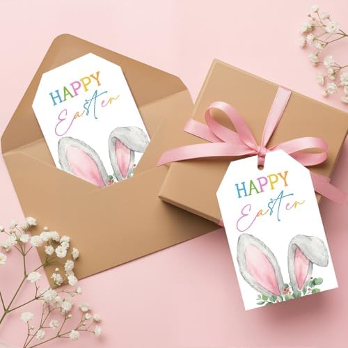 50 Pcs Happy Easter Hanging Gift Tags with String – Personalized Paper Tags for Spring Decorations, Gift Wrap, Candy Bags & Egg Decorating - Image 3