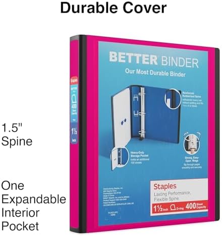 Staples Better 1.5-Inch 3-Ring Binder, Pink, Heavy-Duty - Image 2