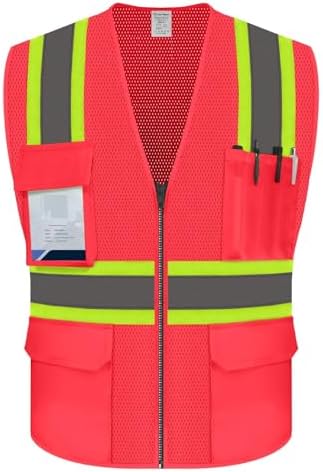 Hi Vis Safety Work Vest with Reflective Strip, Pink, 3XL by UnoMejor