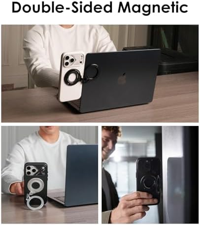 Aulumu G09 Magnetic Ring Grip | Omnidirectional Rotation | MagSafe Compatible | Aluminium Alloy Construction | Stable Dual-Sided Magnetic Attachment | Includes Handle Ring Phone Stand- Silver - Image 4