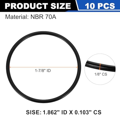 uxcell 10Pcs AS-134 NBR 70A O-Rings 1-7/8"ID x 3/32"CS/1.862"ID x 0.103"CS - Image 2