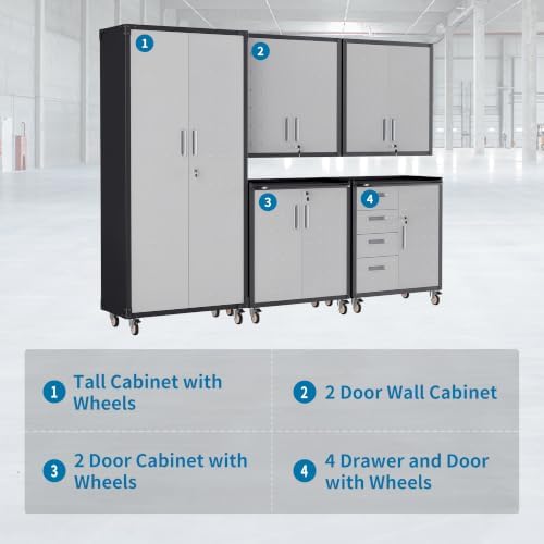 5-Piece Garage Storage Cabinets System Heavy Duty Workshop Set - Image 4