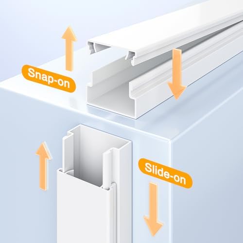 Delamu Cord Hider, 157in Wire Covers for Cords on Wall, Premium Cable Hider Cord Covers for Wires, Cable Management Wire Hiders for TV, Cable Raceway Kit, W0.95 H0.55in, White - Image 5