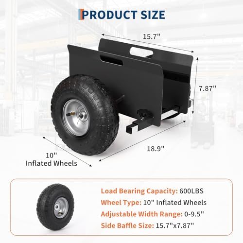 600 LBS Panel Dolly, Door Dolly Adjustable Drywall Mover with 10" Tires - Image 3