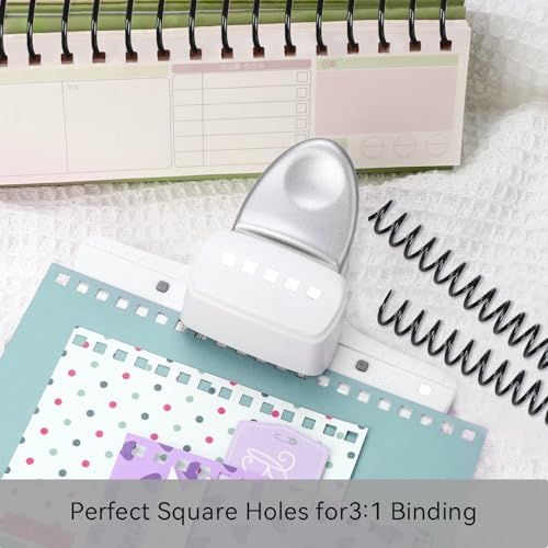 5-Hole Punch Square Paper Punch Manual Book Binding Machine with 20PCS 3:1 Pitch Plastic Spiral Binding Coils for Planners, Notebooks, Journals or Scrapbooks (Silver and White) - Image 5