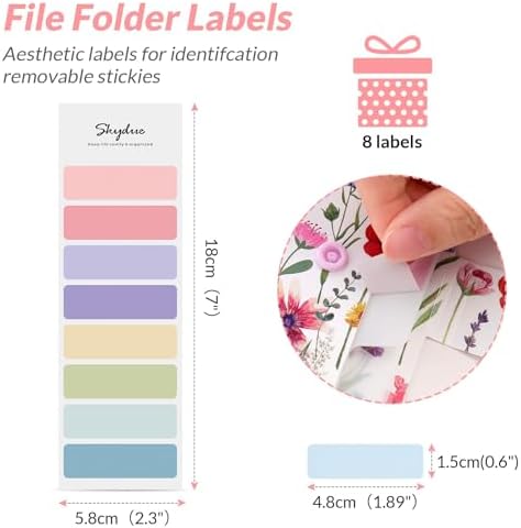 SKYDUE Accordion File Organizer, Floral Expanding File Folders with 5 Pockets, Cute Document Organizer for Paper Bills Receipt Storage, School Office & Hospital Supplies Letter/A4 Size White - Image 3