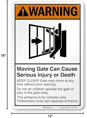 SmartSign 18 x 12 inch “Warning - Moving Gate Can Cause Injury Or Death” Sign, 63 mil Aluminum, 3M Laminated Engineer Grade Reflective Material, Black, White and Orange, Made in USA - Image 5