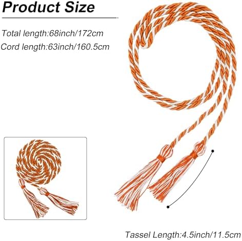 GraduationMall Graduation Honor Cord 68" OrangeWhite - Image 4