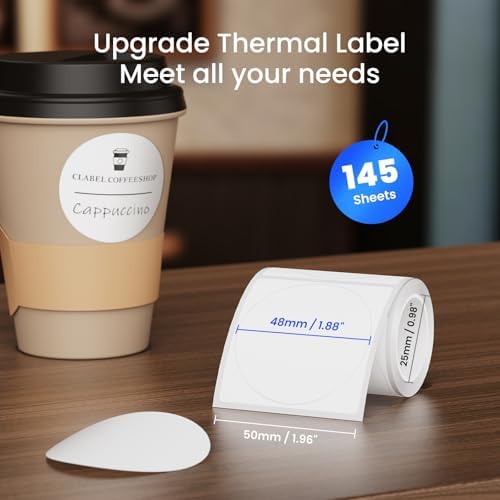 CLABEL 48x48mm (1.88"x1.88") Round Thermal Labels 1 Roll White Self-Adhesive - Image 2