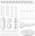 White Cable Management Organizer Kit, 2 Wire Sleeve Protector, 41 Self Adhesive Cable Clips Holder, 10pcs+2 Roll Reusable Cable Ties and 100 Cable Zip Ties for TV Computer Cord Tidy Under Desk by CHZHLI