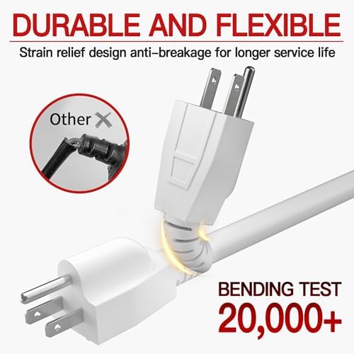 Skrizcable 16/3 12 FT Indoor Extension Cord Flexible, White Power Cord - Image 4