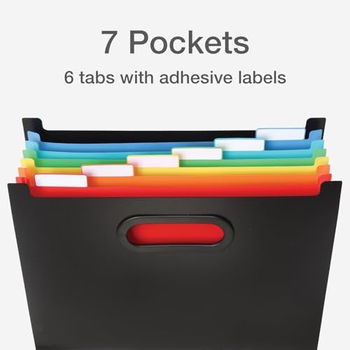 Pendaflex 7-Pocket Expanding File, with Customizable Colored Tabs, Black File Organizer, Portable Expanding File, Accordion File Organizer (52401) - Image 5