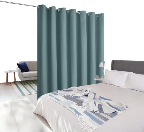 NICETOWN Privacy Room Divider Curtain Screen Partitions, Closet Door Curtain Vertical Blind for Sling Door, Blackout Window Privacy Blinds for Patio (Greyish Blue, 1 Panel, 10ft Tall x 8.3ft Wide) - Image 2