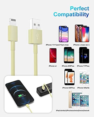 4 Pack [Apple MFi Certified] Apple Charging Cables 1ft, iPhone Chargers Lightning Cable 1 Foot, Fast iPhone Charging Cord for iPhone 14/14Pro/13/13Pro/12/11/11Pro/11Max/ X/XS/XR/XS Max/8, ipad(Yellow) - Image 7