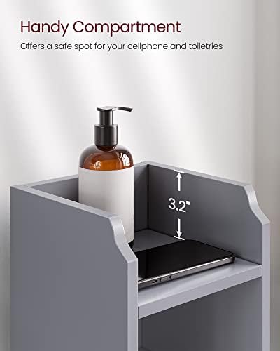VASAGLE Small Storage Corner Floor Cabinet with Door, Dove Gray - Image 6