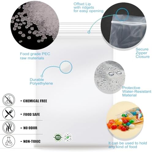 5''x 7'', (Pack of 100) 2 mil Thick Clear Plastic Reclosable Zip Poly Bags with Resealable Lock Seal Zipperr, Clear Small Zip Bag, Jewelry, Candy, Storage, Packaging & Shipping… - Image 5