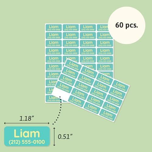 TeddyLabels - Clothing Labels for Nursing Home (60) – Self-Adhesive Name Tags for Clothes and Personal Items. Personalized Labels for Daycare, Nursing Homes, and Laundry Use - Turquoise - Image 6