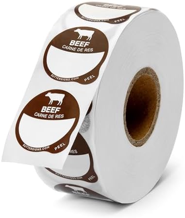 Beef Food Labels 1" Dot Blank Sticker Labels 1000 pcs by SutterSigns