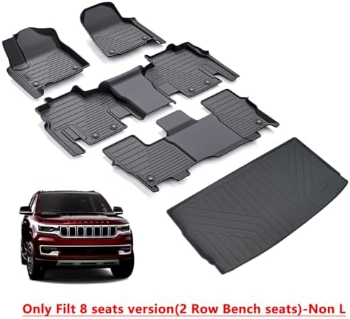 Floor Mats for Jeep Wagoneer 2022-2025 2026 (Only Filt 8 Seats Version(2 Row Bench Seats)-Non L) with Trunk Mat,TPE All Weather Protection 3 Rows Car Floor Liners with Cargo Liners - Image 2