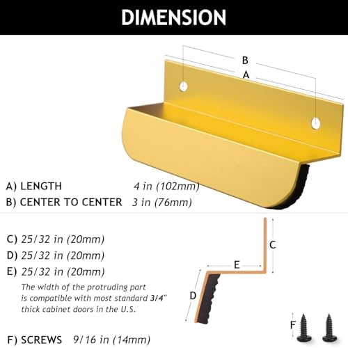 RVPEKUPE 2-Pack Under Cabinet Foot Pull for Trash Drawer, Gold 4" - Image 6