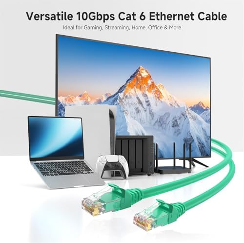 Cable Matters 10Gbps 5-Pack Snagless Cat 6 Ethernet Cable, 7ft, Green - Image 2
