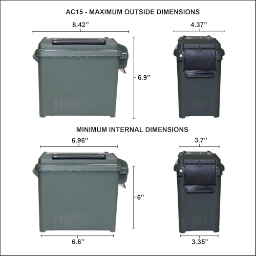 MTM AC5C 5-Can Ammo Crate Mini, Convenient size, Store 650 rounds of 9mm bulk ammo, Stackable, easy carry and transport of multi-caliber ammo, Rugged tactical carrying crate - Image 4
