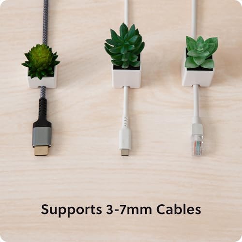 U Brands Adhesive Faux Succulent Cord Organizers, Set of 3, Assorted Colors - Image 3