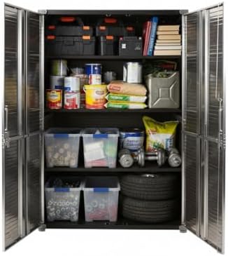 Heavy Duty Steel Storage Cabinet with Double Doors, Adjustable Shelves, Door Secured Lock, Large Capacity Organizer for Garages,Offices and Warehouses (Graphite, 48" W x 24" D x 72" H) - Image 5