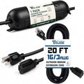 20ft Black Outdoor Extension Cord & Waterproof Extension Cord Cover Kit by YOJOE