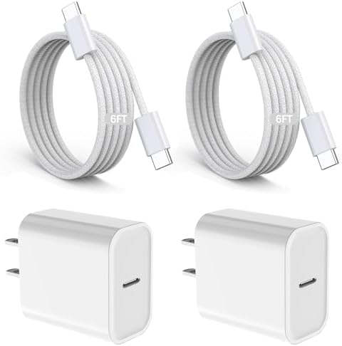 iPad Fast Charger, 2 Pack 20W USB C Charging Block Charge Adapter for Apple iPad Charger with 6FT USB C Woven Fast Charging Cable for iPad Pro 13/12.9/11inch,iPad Air 5th/4,iPad mini 6/7,i-Pad 11 A16 by Unknown