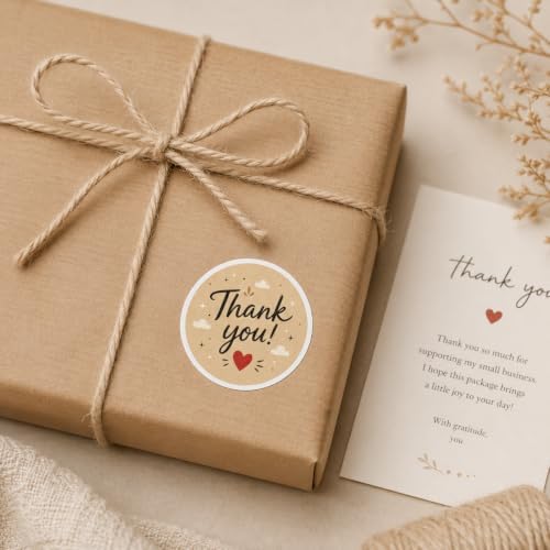 60pcs Kraft Thank You Stickers, Rustic Packaging Labels for Small Business Orders, Handmade Product Seal Stickers, Round Brown Eco Friendly Thank You Tags 2 Inch - Image 5