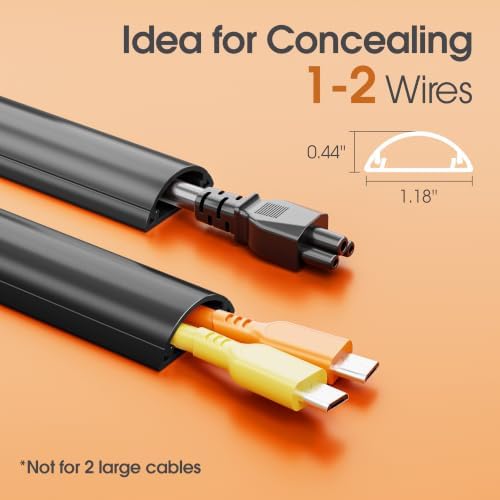 TV Cord Hider for Wall Mounted TV, Black, 56.7in, 4× L14.2in W1.18 H0.43in - Image 2