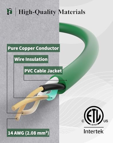 PLUGTUL 10FT Outdoor Extension Cord with Multiple Outlets 14 Gauge, 3-Outlet, SJTW, 15A 14AWG 1875W SJTW, ETL Listed - Great for Christmas Decoration Lights, Green - Image 3