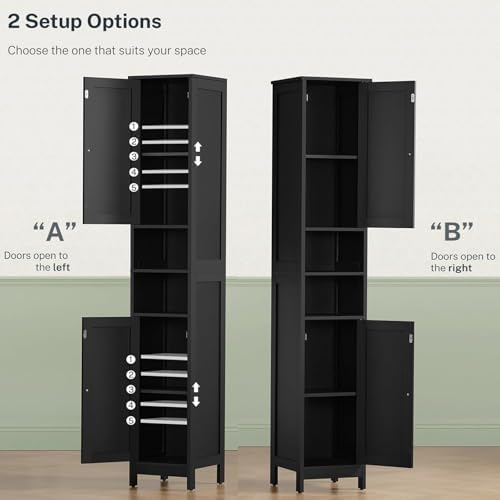 TEENFON 67" Tall Bathroom Cabinet with Adjustable Shelves and Doors - Image 5