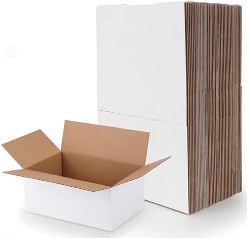 RLAVBL 9x6x4 Shipping Boxes Set of 40, White Corrugated Cardboard Box by RLAVBL
