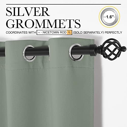NICETOWN Greyish Green Doorway Curtain Privacy, Door Cover Curtain, Sound Reducing Insulated Thermal Room Darkening Blackout Curtains for Bedroom, 120 inch Length (1 Panel, 5ft Wide by 10ft Long) - Image 3
