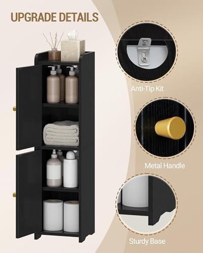 Hzuaneri Bathroom Storage Cabinet, Small Corner Floor Cabinet with 2 Doors - Image 5