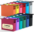 Large Hanging File Folders Letter Size,2.5" Expansion Heavy Duty Home Office Hang Folder,Plastic File Cabinet Folders with Tabs,12 Pack Colorful Hanging File Organizer for Medical Charts by NORDUN