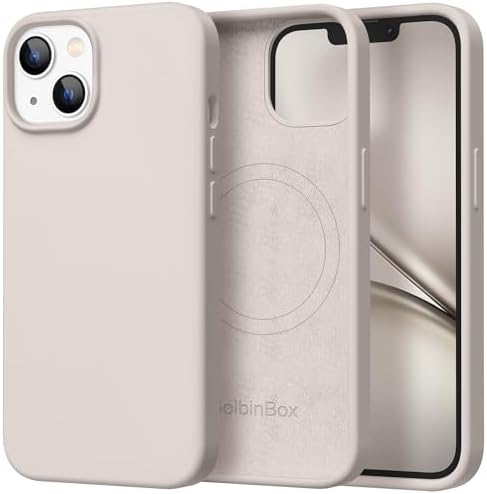 GolbinBox Magnetic for iPhone 13/14 Case, Silicone Cover, Stone by GolbinBox