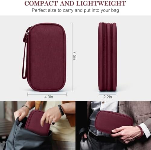 FYY Electronic Organizer, Travel Tech Pouch Bag, Cable Organizer Wine Red - Image 2