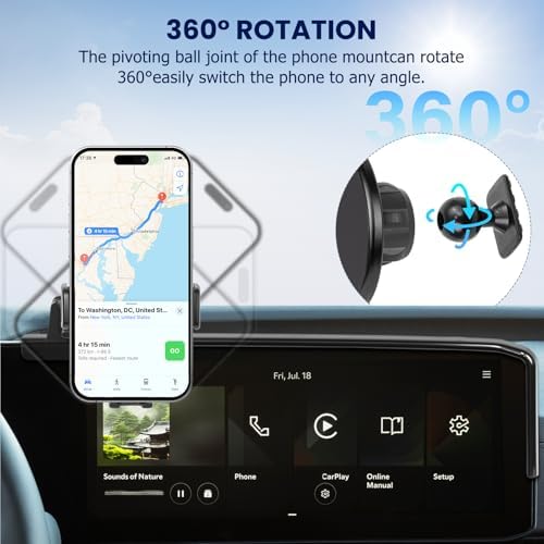 Car Phone Holder Fit for Kia Carnival 2025-2026 Accessories -Cell Phone Mount for Carnival 12.3 inch Touchscreen Hands-Free 360° Rotation,Does Not Affect Air Vent - Image 7